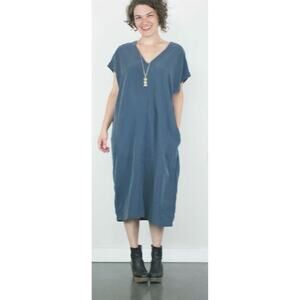 Curator Sakura Kaftan Blue Women's Small Casual Spring Dress